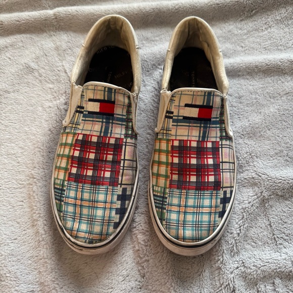 Tommy Hilfiger Slip-On Sneakers Men's 9M Plaid Patchwork